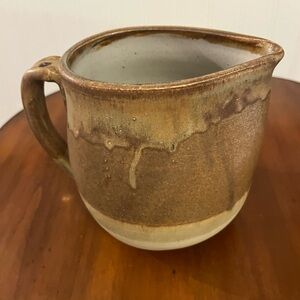 Rustic Brown‎ and Cream Ceramic Art Pitcher